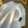 Camiseta de manga corta Waffe para hombre Marca de moda Verano pesado Oversize Simple Holgada Color liso Media manga Estilo Hong Kong Camiseta