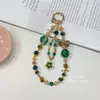 Cadena para Teléfono de Imitación Cristal de Gama Alta Estilo Coreano y Japonés, Cordón para Teléfono con Cuentas Verdes, Correa de Muñeca, Cadena Colgante, Accesorio de Gama Alta