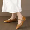 Nuevos Zapatos Mary Jane de Piel para Viajes Diarios para Mujer Primavera y Otoño 2026 Tacón Medio Grueso Punta Cuadrada Pequeña Correa de Hebilla Zapatos de Una Sola Pieza