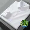Camisa tendência retro japonesa de fibra de bambu 2025 moda camisa de manga longa luxo leve simples confortável masculina