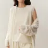 Cardigã de Caxemira Estilo Casual para Mulheres, Comprimento Médio, Estilo Preguiçoso, Peça de Tricô Solta, Jaqueta Suéter Versátil, Casual