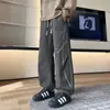 Pantalones casuales deportivos de estilo americano para primavera y otoño, de moda, con costuras visibles, de pierna recta holgada. (precio controlado en 89)