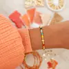 Pulsera de Aleación con Perlas para Mujer, Perlas Redondas de Colores, Forma de Cruz, Estilo Dulce, Ajustable, Regalo de Promoción Publicitaria