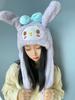 Gorro de Coelho de Desenho Animado Fofo, Cachecol e Luvas Tudo-Em-Um Feminino Inverno Veludo Quente Chapéu Estilo Celebridade da Internet Douyin Doce