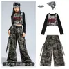 Roupas de Jazz Hip Hop para Meninas Roupa de Street Dance Infantil Calças Camufladas Top Cropped Lindo para Menina Conjunto de Roupa de Performance