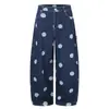 Calça Jeans Wide Leg com Polka Dot Color-Blocking para Homens Marca Tendência Personalidade Design de Bolso em Formato de Coração Silhueta Cargo Calça de Pernas Curvas