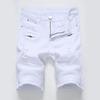 Calças Jeans Casuais Masculinas de Comércio Exterior High Street com Zíper Elástico Branco Preto Rasgadas Calças Médias Masculinas