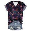 2024 cross-border Amazon nova moda 3D impressão digital moda feminina V-neck T-shirt atacado