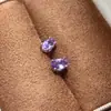 Aretes de Tachuela de Amatista Natural al por Mayor, Colores Súper Geniales, Morado Misterioso y Soñador, Estilo Simple, Incrustación de Plata de Ley S925, Diseño Versátil