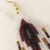 Pendientes Bohemios Largos con Borlas de Cuentas para Mujer, Pendientes de Estilo Étnico Negros, Blancos y Marrones, Accesorios de Vacaciones Europeos y Americanos al por Mayor