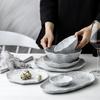 Vajilla con patrón de granito nórdico, plato de cerámica creativo con volantes, plato de cena de hotel, plato familiar, juego de cuencos y platos