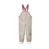 Pantalones de lluvia con tirantes forrados de forro polar para niños y niñas, pantalones impermeables para estudiantes de preescolar, traje de lluvia de cuerpo entero