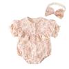 Ropa de Bebé Niña Verano Estilo Chino Pintura a Tinta Mangas Cortas Triángulo Algodón Puro Absorbente de Sudor y Transpirable