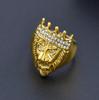 Joyería punk estilo europeo y americano Anillo de diamante con cabeza de león y corona Fundición de aleación Anillo para hombre venta al por mayor de fábrica W189