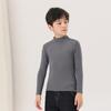 Outono e Inverno pai-filho macio elástico liso gola alta meia gola camisa base para meninos e meninas tamanho médio e grande canelado escovado interno manga longa T