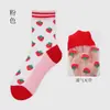 Calcetines de Seda de Cristal para Mujer de Verano, Ligeros y Transpirables, Calcetines de Seda de Cristal con Rayas Florales, Calcetines de Tubo Medio con Suela de Algodón, Venta al por Mayor Personalizada