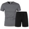 Traje Deportivo y de Ocio de Verano 2025 para Hombre Manga Corta Shorts Estilo Moda Juvenil Negro