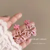 Pendientes Redondos de Color Contrastante Estilo Retro Hong Kong para Mujer, Pendientes de Moda Elegantes Estilo Vacacional, Pendientes Elegantes de Gama Alta para Mujer