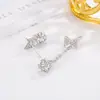Brincos Assimétricos em Forma de Laço com Diamantes Cintilantes para Mulheres, Estilo Outono e Inverno, Design de Nicho, Brincos de Luxo Leve e de Alta Qualidade, Novo Modelo 2022