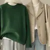Suéter de punto suave y cómodo de piel de mapache para mujer, de invierno de alta gama, corte relajado, top de punto de lana, capa base