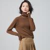 Suéter Pulóver 100% Lana Otoño e Invierno Moda Casual Cuello Alto para Mujer con Puños Exquisitos, Color Sólido, Capa Base Sencilla y Cálida