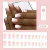 Adesivos de Unha Wearable com Gradiente Rosa e Branco Transfronteiriços, Manicure Curta Doce e Branca, 24 Peças de Adesivos de Unha Prontos