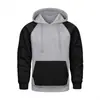 Moletom com Capuz Bloco de Cores Outono/Inverno Novo Estilo com Lã, Conjunto de Roupa Esportiva Casual Masculina Loose Tamanho Grande Estilo Europeu e Americano