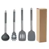 Espátula de Silicona de Grado Alimenticio, Espátula para Freír, Cuchara para Sopa, Espátula, Mango de Silicona, Sartén Antiadherente, Utensilios de Cocina Especiales