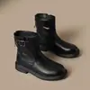 Botas femininas de algodão com forro de fleece 2026 outono e inverno novas populares estilo britânico botas curtas, confortáveis de sola reta retrô de alta qualidade botas finas para mulheres