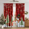 Cortinas com Estampa Digital de Cena de Neve Quente de Natal Transfronteiriça Decoração de Janela de Casa Cozinha Café Cortinas de Janela