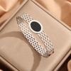 Moda Transfronteriza Pulsera de Acero de Titanio Caliente Femenina No Descolorante Elegante Versátil Personalidad Completa de Diamante Pulsera de Lujo Ligero Red Social Venta al por Mayor