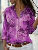 En Stock 2026 Nueva Camisa de Estampado Floral para Mujer de Comercio Exterior Amazon Aliexpress Camisa de Manga Larga con Cuello en V para Mujer