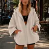 2026 Otoño e Invierno Nuevo Sólido Nueve Cuartos Manga Cómoda Casual con Capucha y Cremallera Chaqueta Cruzada Europea y Americana Amazon para Mujer