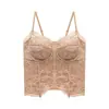 Sujetador tipo camisola de encaje estilo francés para mujer con copas incorporadas, soporte de ballena, corte ajustado, adecuado tanto para llevar debajo como por encima, con un hermoso diseño en la espalda
