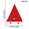 Chapéu de decoração de Natal transfronteiriço com gravata borboleta rosa e chifres, chapéu criativo de veludo vermelho com letra de floco de neve