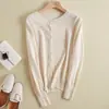 Cárdigan de Primavera, Suéter de Punto con Hilo Dorado, Cárdigan de Cuello Redondo Ajustado, Suéter de Punto de Lana, Chaqueta Sencilla Estilo Coreano para Mujer