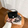 Bufanda de Seda de Nuevo Estilo, Bolso de Cintura Tejido de Moda, Mini Bolso de Labial Retro de Gamuza, Bolso de Accesorio de Moda para Mujer, Bolso Cruzado de Nicho