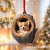Decoraciones Navideñas Transfronterizas de Búho y Mapache Nuevas, Adornos para Árbol de Navidad, Colgantes Pequeños Planos 2D Acrílicos