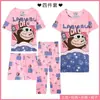 Pedido Extranjero de Amazon Lindo Camisón Pantalón Largo Conjunto de Pijama de Cuatro Piezas Estilo Multi-Dibujos Animados Manga Corta Ropa de Casa Pantalones Cortos Transfronterizo