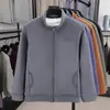 Sudadera de forro polar gruesa de doble cara para hombre, nuevo modelo de invierno 2025, con cremallera y cuello alto, chaqueta cálida con forro de forro polar para hombre