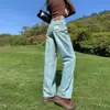 Jeans de Mujer Azul Claro Estilo Nuevo Verano 2026, Modernos de Corte Ajustado, Rasgados, de Cintura Alta, Pantalones Holgados de Pierna Recta Adelgazantes para Mujer