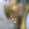 Cadena Clásica para Clavícula con Gema de Diamante Cortado a la Rosa, Disponible en Múltiples Colores, Juego de Collar y Anillo Chapados en Oro, Estilo Popular en Línea