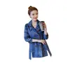 Foto real, chaqueta de mezclilla para mujer primavera/otoño 2025, longitud media, versátil, estilo coreano, adelgazante, holgada, abrigo casual, nuevo modelo de algodón