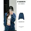 Conjunto esportivo casual azul para mulheres, jaqueta moletom nova de outono de 2026, um conjunto completo de looks estilo coreano para pessoas baixinhas