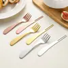 Garfo de Frutas em Aço Inoxidável 304 Estilo Japonês Lixado Garfo de Sobremesa Cabo Inclinado Garfo de Salada Palito de Petisco Doméstico Garfo Pequeno para Bolo