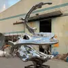 Escultura Personalizada Grande de Acero Inoxidable con Superficie de Espejo y Forma de Ola, Adorno Abstracto de Ola de Agua, Escultura de Paisaje para Desarrollo Inmobiliario