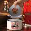 Tazón de fideos instantáneos de esmalte dormitorio de estudiantes grande engrosado boutique fideos instantáneos comida rápida Taza nostálgico tazón de arroz antiguo lonchera