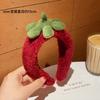 Faixa de cabeça de pelúcia de tomate fofa, faixa para lavar o rosto, maquiagem, pressionar o cabelo, faixa de cabelo, manga à prova de umidade, pulseira de pulso, conjunto de lavagem, acessório de cabeça