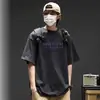 Camiseta Masculina Pesada de Manga Curta, Nova Moda Tendência Estilo Hong Kong, Tamanho Grande, Caimento Solto, Peça Versátil Gola Redonda para Homens, Transfronteiriça