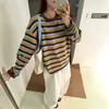 Shisanhang B*jia 2026 Otoño/Invierno Bloque de Color Raya Raya de Principios de Otoño Holgado Oversize Versátil Camiseta de Rayas Top